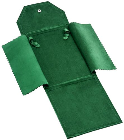 Velvet Necklace Jewelry Travel Folder Storage Display Case (Green) - color: Green