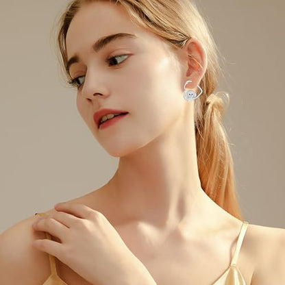 LES OSEWA Dog Animal Earrings Sterling Silver Animal Heart Hoop Dangle Earrings Cute Jewelry Gifts for Women - color: Bichon Frise