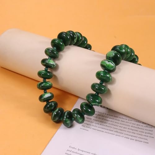 Beaded Necklace for Women Statement Chunky Necklace Boho Bead Choker Acrylic Big Bead Necklaces Summer Beach Jewelry for Women - color: Dark-Green
