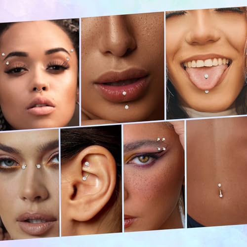 G23 Titanium Eyebrow Piercing Jewelry Eyebrow Rings Curved Barbell 16G Eyebrow Belly Button Ring Navel Rings Rook Daith Earrings Lip Ring Eyebrow Jewelry 6mm-12mm - color: 2PCS,Disc Shape +Cone Shape Purple Opal,Gold