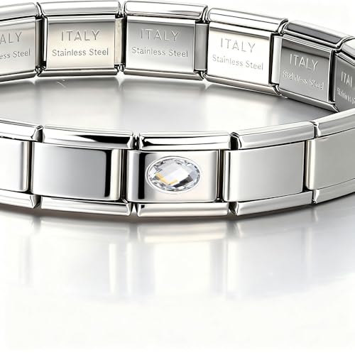 Italian Bracelet Charm,9mm,April,Birthday & Date > Birth Stone - Simple Ellipse - color: April