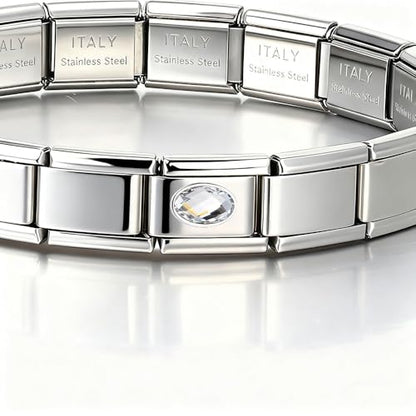 Italian Bracelet Charm,9mm,April,Birthday & Date > Birth Stone - Simple Ellipse - color: April