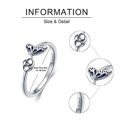 Dragonfly Toe Ring for Women 925 Sterling Silver Dragonfly/Butterfly/Cat/Paw Toe Rings Adjustable Open Ring for Women Christmas Jewelry Gift - color: Butterfly