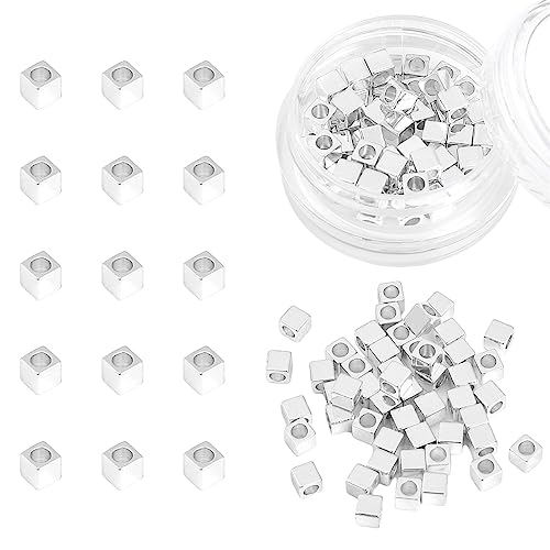Silver Plated Cube Spacer Beads Right Angle 3x3mm 50pcs for Jewelry Making Findings Non Tarnish - color: Silver, size: 3x3mm Right Angle Cube