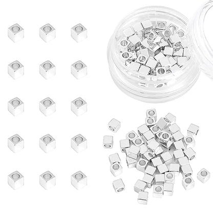 Silver Plated Cube Spacer Beads Right Angle 3x3mm 50pcs for Jewelry Making Findings Non Tarnish - color: Silver, size: 3x3mm Right Angle Cube