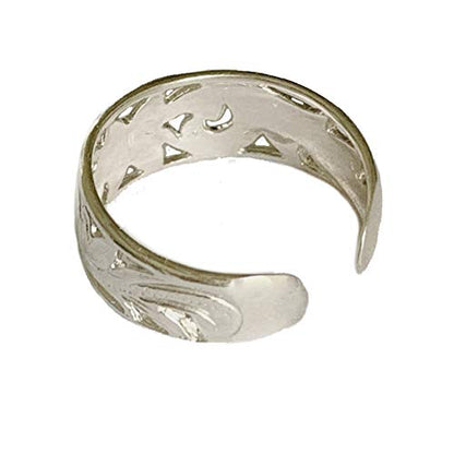 Toe Ring | Hawaiian Leilani .925 Sterling Silver Ring | 6mm Comfort Fit Adjustable Cuff Toe Ring | Unisex Men and Women