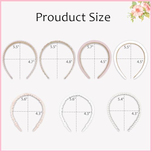 7 Pcs Headbands for Women Non Slip Headband Pink Knotted Headband for Women Pearl Headbands Different Fashion Headbands Hair Accessories - color: Pink