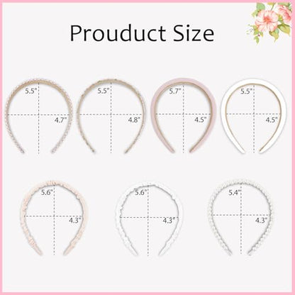 7 Pcs Headbands for Women Non Slip Headband Pink Knotted Headband for Women Pearl Headbands Different Fashion Headbands Hair Accessories - color: Pink