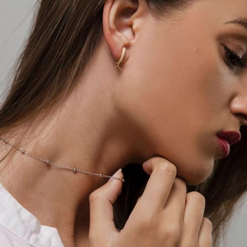 Freekiss Layered Necklace Set for Women Stackable | Herringbone Snake Cuban Rope Chain, Dainty Choker, Layered Stackable, Non Tarnish, Hypoallergenic, Adjustable 14-18.5" - color: Silver, style: Layer Beaded Choker+1.5mm snake