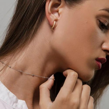 Freekiss Layered Necklace Set for Women Stackable | Herringbone Snake Cuban Rope Chain, Dainty Choker, Layered Stackable, Non Tarnish, Hypoallergenic, Adjustable 14-18.5" - color: Silver, style: Layer Beaded Choker+1.5mm snake