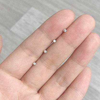 ZS 6-14PCS 20g Tiny Nose Stud Ring Piercing Surgical Steel Nose Bone/L Shaped/Nose Screws Rings Set - color: B:10pcs L Shaped Style(White)