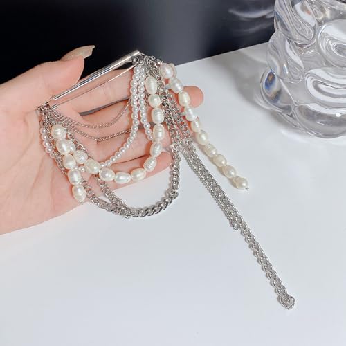 Retro Multi Strands Fringe Brooch Shimmering Fringe Brooch Pin Ornament for Jackets Scarves Hats Accessories Alloy Faux Pearls Statement