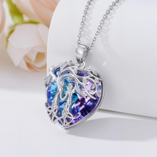 925 Sterling Silver Necklace Gifts for Women Crystal/Opal Jewelry Pendant Christmas Birthday Gift - style: Sister-B