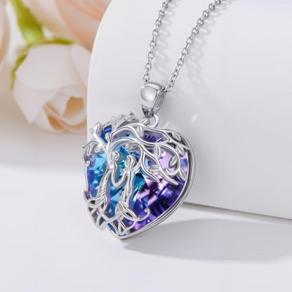 925 Sterling Silver Necklace Gifts for Women Crystal/Opal Jewelry Pendant Christmas Birthday Gift - style: Sister-B