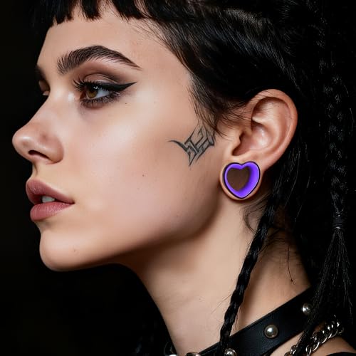 DOEARKO 6PCS Heart Shape Ear Tunnels Plugs Stainless Steel Hollow Double Flared Ear Gauges Tunnels Stretcher Body Piercing Earring Jewelry for Women Men 8mm-19mm - color: 3P-BH, size: 16 mm