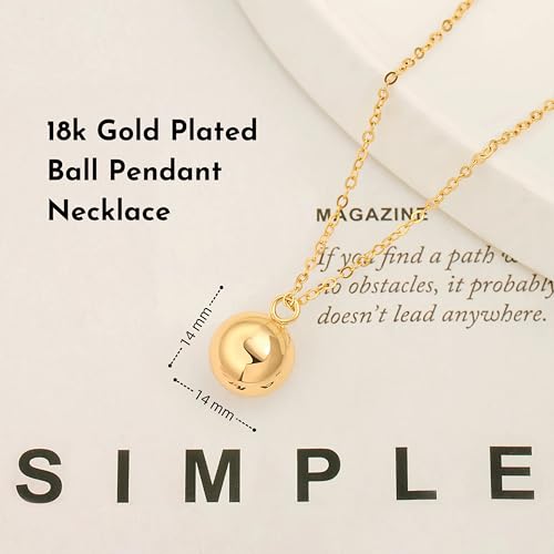 PEARLADA 18k Gold Plated Chain Long Necklace, Boho Sweater Necklace for Women, Geometric Pendant Y Necklace - color: Ball