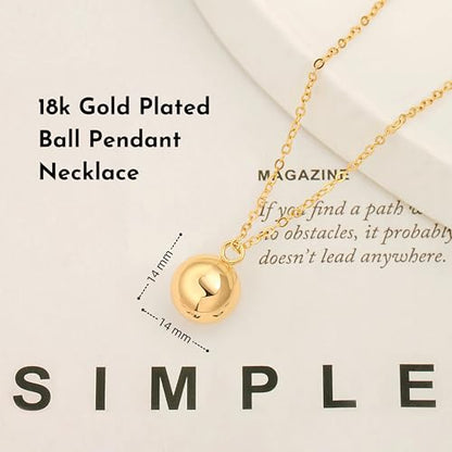 PEARLADA 18k Gold Plated Chain Long Necklace, Boho Sweater Necklace for Women, Geometric Pendant Y Necklace - color: Ball