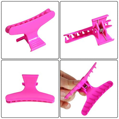 Ondder Black Hot Pink Butterfly Hair Claw Clips for Styling & Sectioning - Makeup Hair Accessories for Women & Girls - color: Black & Hot Pink