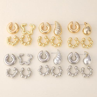 Chunky Gold Ear Cuffs Earrings for Women Non Piercing Gold Cuff Clip On Cartilage Hoop Earring Trendy Lightweight Thick Cuff Earrings for Women - color: gold5