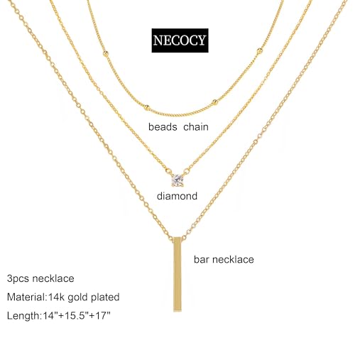 NECOCY Layered Gold Necklaces for Women Dainty Chokers Necklace Silmple Stackable Cubic Zirconia Necklace Non Tarnish Vacation Jewelry Trendy Gifts for Women - style: Big CZ