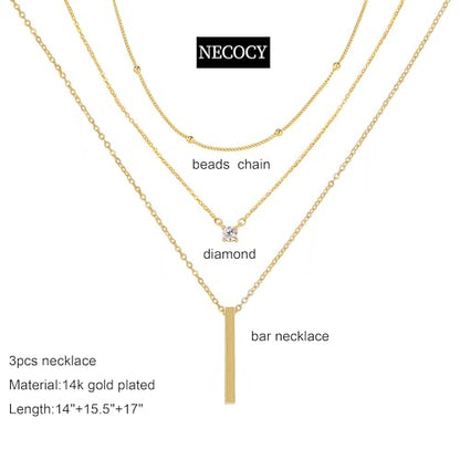 NECOCY Layered Gold Necklaces for Women Dainty Chokers Necklace Silmple Stackable Cubic Zirconia Necklace Non Tarnish Vacation Jewelry Trendy Gifts for Women - style: Big CZ