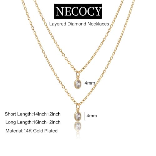 NECOCY Layered Gold Necklaces for Women Dainty Chokers Necklace Silmple Stackable Cubic Zirconia Necklace Non Tarnish Vacation Jewelry Trendy Gifts for Women - style: layered bead cz