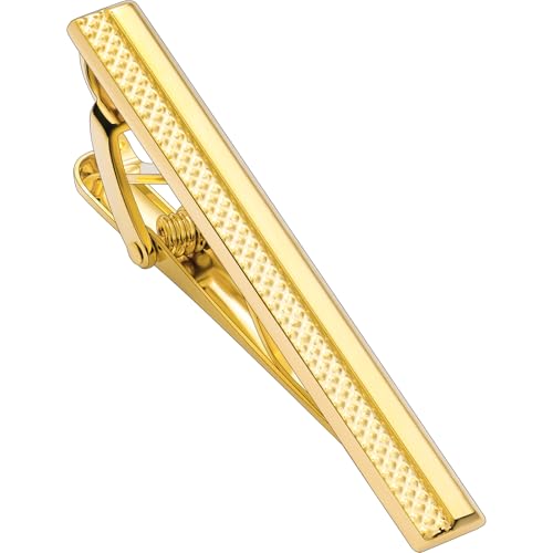 Tie Clip for Men, TAIGRAMA Tie Bar and Tie Pin Clip for Skinny Ties Gold Rose Gold Silver Black, Unique Mens Tie Clip Tie Clasp Suitable for Wedding Anniversary Business Professional and Best Gift - style: Style2-Golden