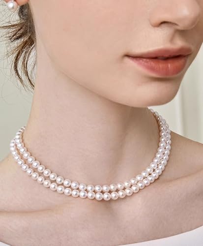 Layered Pearl Necklace for Women Pearl Choker Chain Necklaces - style: Double-Layer