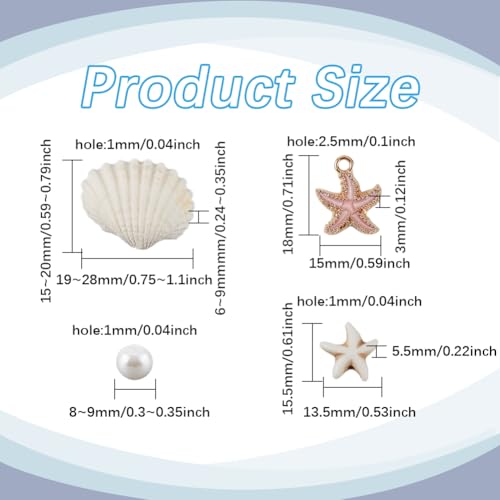SUNNYCLUE 1 Box 6 Sets Stone Bracelet Making Kit Clam Shell Beads Ocean Beach Light Gold Enamel Starfish Sea Shell Natural Stone Chip Spacer Bead Charms for Jewelry Making Kits Women Beginner - style: Ocean 2