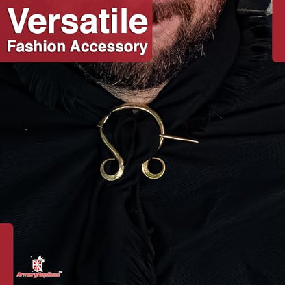Armory Replicas™ Hand Forged Solid Brass Medieval Cloak Brooch – Viking, Celtic & Fibula Garment Pin Collection - style: Medieval Horseshoe