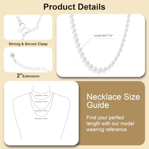 Robaice Necklaces for Women, 14K Gold/Silver Plated Chain Necklace | Dainty Paperclip Cuban Chain, Choker Necklace for Women, Non Tarnish Jewelry Gifts Trendy - color: Silver Chain