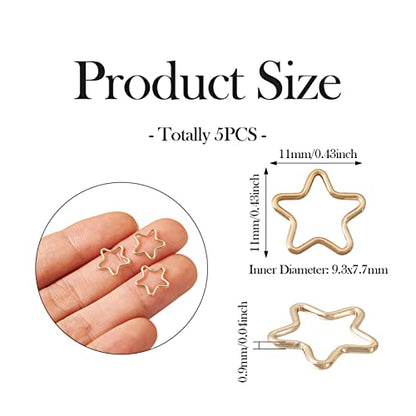 Elecrelive 5Pcs 14K Gold Filled Connector Charms Star Metal Linking Rings | Golden Connector Charms Pen Back Bezel Frame for Permanent Jewelry DIY Bracelet Necklace Earring Making - color: Golden-Star