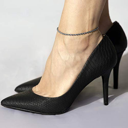 LIFETIME JEWELRY Womens Gold Anklet 3mm Rope Chain Ankle Bracelet 24k Real Gold Plated - color: White Gold