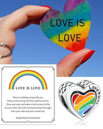 KEQ Rainbow Dangle Charm for Bracelet Necklace In A World Full Of Darkness Be A Rainbow Pride Month - color: HEART BEAT
