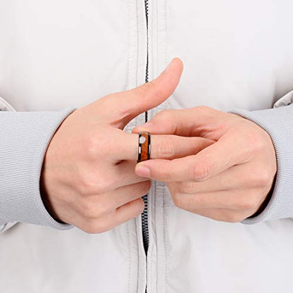 THREE KEYS JEWELRY Tungsten Wedding Band Koa wood Inlay Black Domed | 4mm, 6mm, 8mm, Everyday Wear, Black, Domed, Koa wood inlay - color: Black 8mm
