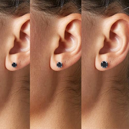 3 Pairs Color Zirconia Earrings Studs, Sterling Silver Studs Earrings Set 3MM 4MM 5MM - color: Black