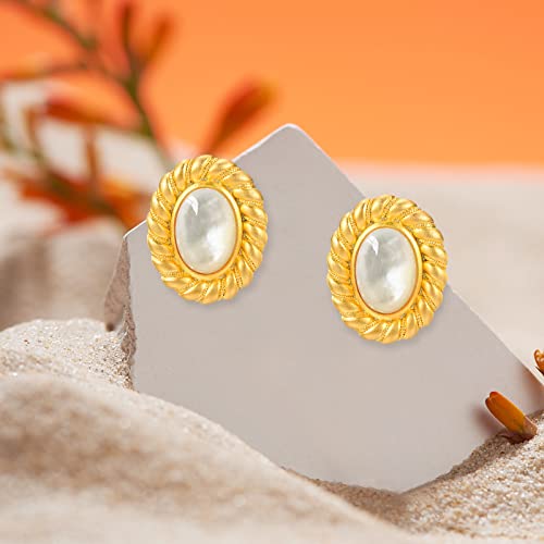 925 Sterling Silver mother shell Pearl Earrings, Women's Shell Freshwater Pearl Dangle Gold Earrings, Hypoallergenic Women's Pearl Earrings Women's Jewelry, Gifts for Mom, Girlfriend, Daughter - style: mother shell earrings