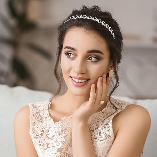 Bridal Headpiece Wedding Headband with Crystal and Hair Accessories (Black, 5.5'') - color: Black