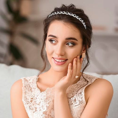 Bridal Headpiece Wedding Headband with Crystal and Hair Accessories (Black, 5.5'') - color: Black