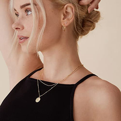 PAVOI Gold Hoop Earrings for Women, 14K Gold Plated Paddle-Back Hoops | Large Hoop Earrings, Lightweight Hoops, Gold Hoops, 925 Sterling Silver Posts - style: 20 Millimeters