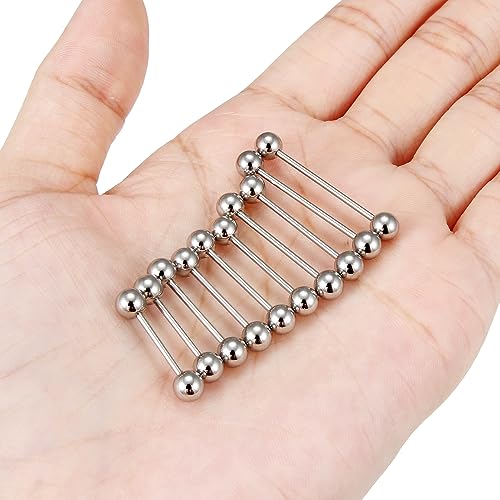 16G 14G 12G Nipple Piercings Tongue Rings Externally/Internally Threaded Hypoallergenic 316L Surgical Steel Nipple Tongue Barbell Piercing Jewelry for Women Men 12mm 14mm 16mm 19mm 22mm - color: 16G/Externally Threaded/12mm-22mm Bars/5mm Balls