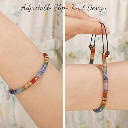 JoycuFF Inspirational Gifts for Women Get Well Soon Thinking of you Gift for Women Healing Natural Stone Bracelets - style: 7 Chakras