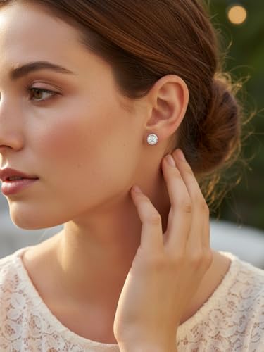 0.6-4 Carat 5A Cubic Zirconia/Simulated Emerald Sparkle Stud Earrings for Women, Hypoallergenic 925 Sterling Silver Posts, Anniversary Birthday Valentines Mothers Day Jewelry Gift - color: White Gold, size: 2.00 Carat (1.00ct * 2)