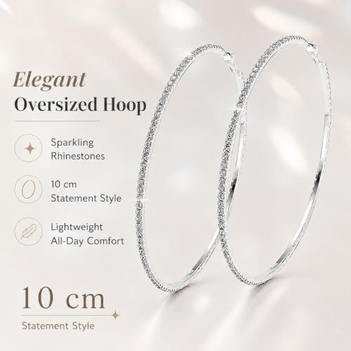 Big Chunky Gold Hoop Earrings for Women Beaded Large Statement Earrings Lightweight Fashion Jewelry Daily Wear Party Gift - color: E8:Silver 10cm