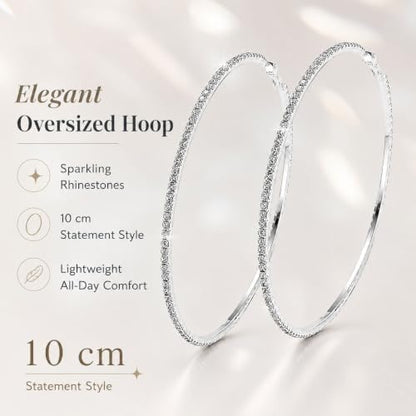 Big Chunky Gold Hoop Earrings for Women Beaded Large Statement Earrings Lightweight Fashion Jewelry Daily Wear Party Gift - color: E8:Silver 10cm