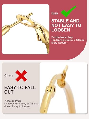 FOCALOOK 14K Gold Plated Lightweight Large Hoops| 2mm Thin Hoop Earrings for Women 30/40/50/70/100mm - color: 01.Gold, size: 40mm