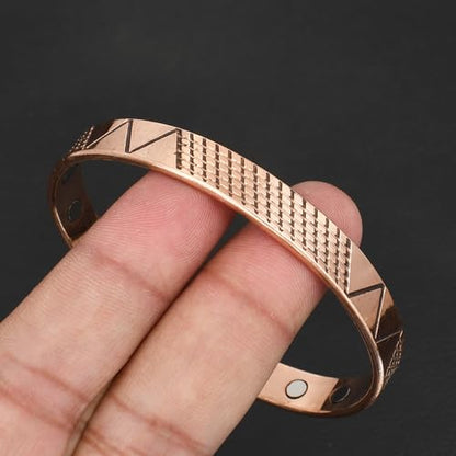 Pure Copper Cuff Bangle Bracelet 100% Solid, Raw & Uncoated Handmade Bracelets Jewelry Cuff Gift Bangle for Women & Men - color: Copper Cb-111