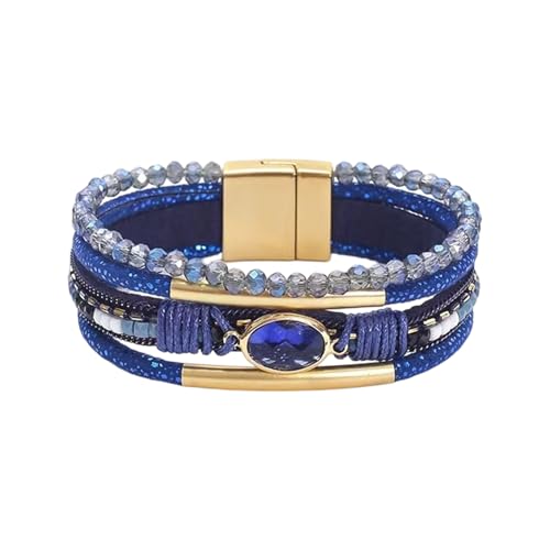 Bangle Styles Crystals Bead for Women Multiple Layer Stackable Jewelry Gift - color: A