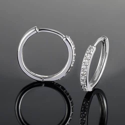 White Gold Earrings for Women Men Hoop and Stud Earring Set | Hypoallergenic 14K White Gold Plated Hoops Huggie Stud Earrings Set Round Cubic Zirconia Ear Jewelry - style: A4-White Gold-Hoop&Ball Stud (5 Pairs)