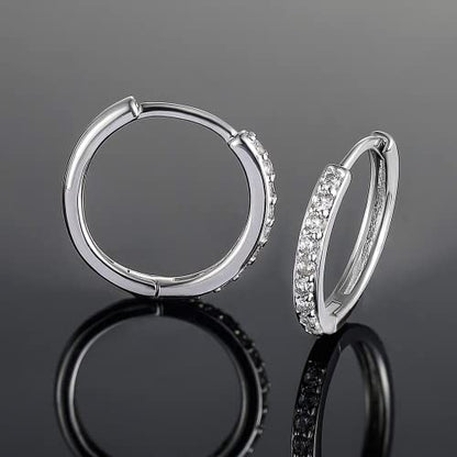 White Gold Earrings for Women Men Hoop and Stud Earring Set | Hypoallergenic 14K White Gold Plated Hoops Huggie Stud Earrings Set Round Cubic Zirconia Ear Jewelry - style: A4-White Gold-Hoop&Ball Stud (5 Pairs)